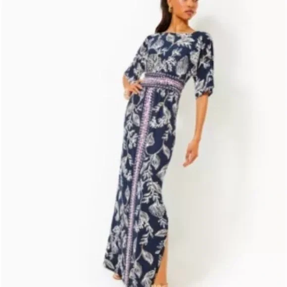 maxi blue and white striped dress White And Blue Striped Maxi Dress With Slit
